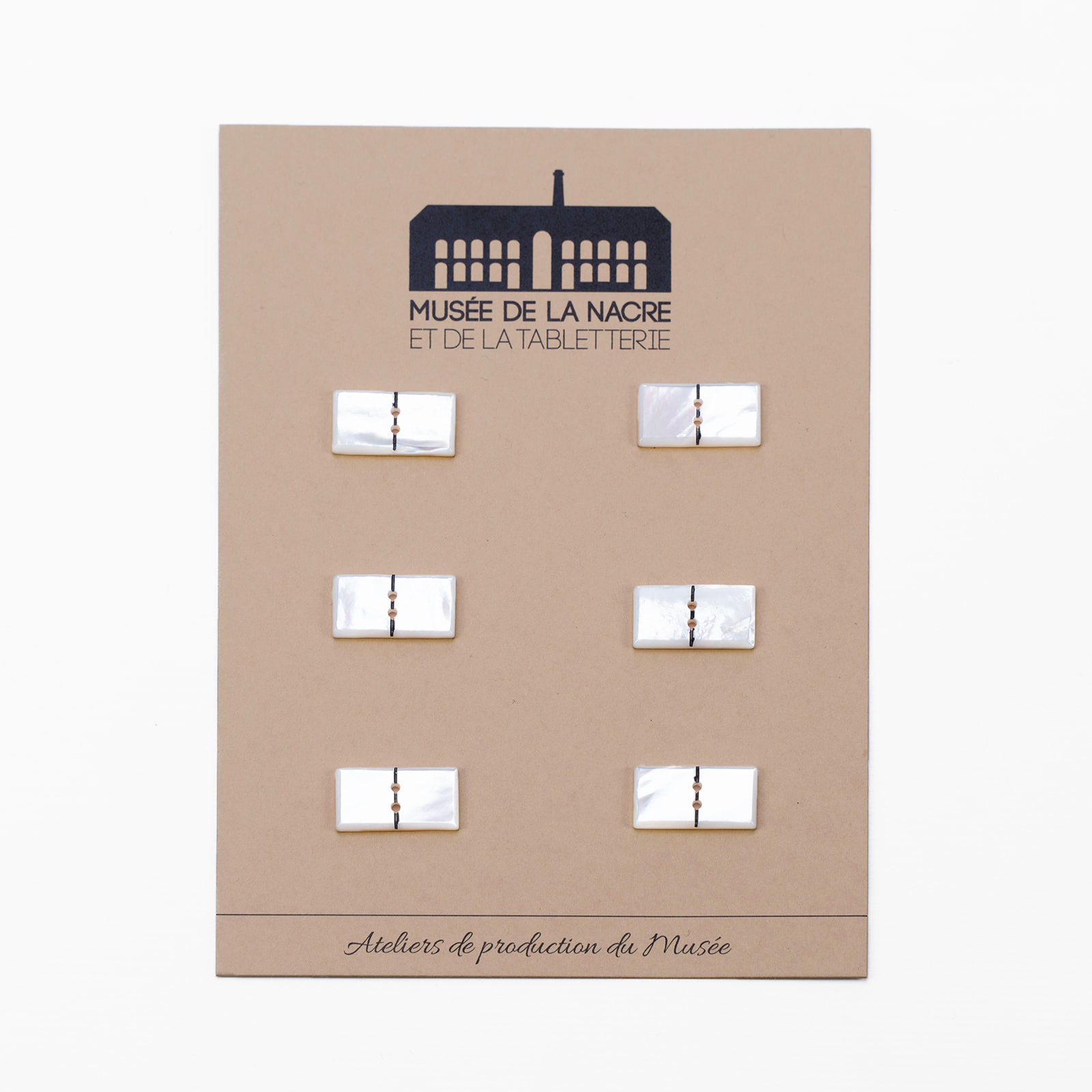 Boutons dominos (x6) nacre blanche