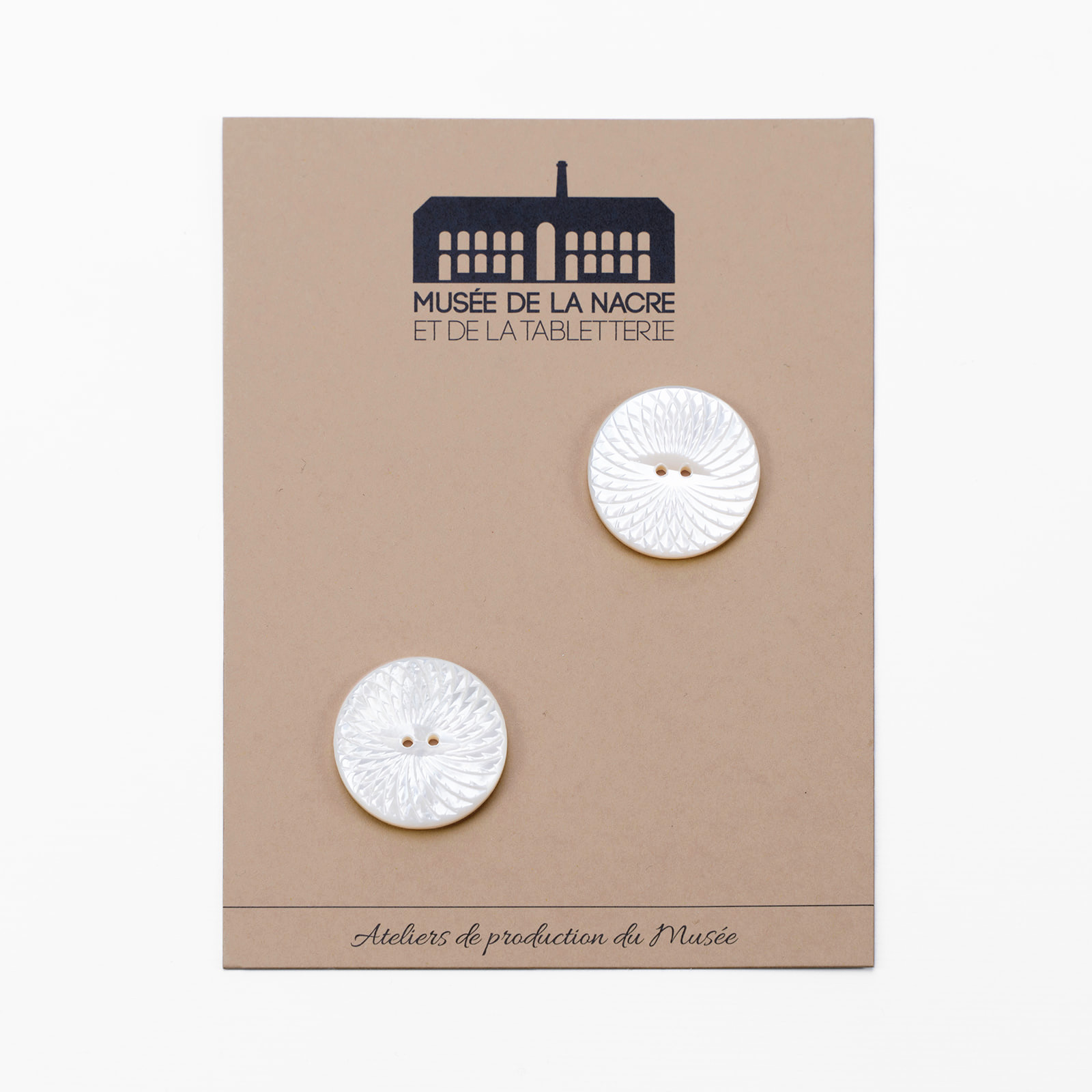 Bouton rosace nacre blanche 2 trous (x2)